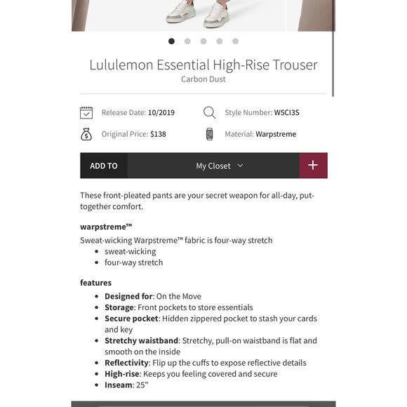 Lululemon Women’s Essential High-Rise Trouser Size 4 - Picture 10 of 10